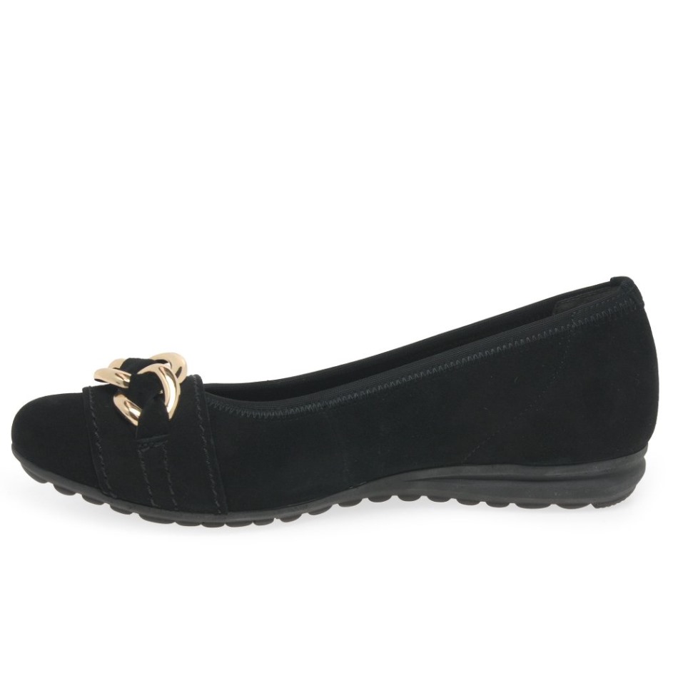 Gabor Daim Noir | Ballerines Sigrid Exclusives Pour Femmes